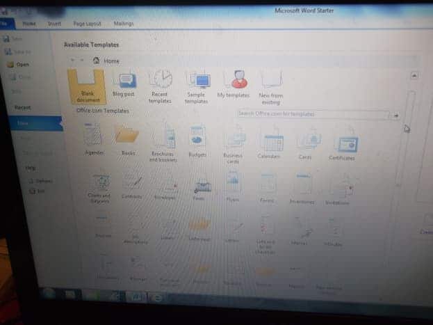Écran après avoir cliqué sur Fichier et Nouveau