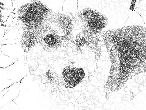 Photo de chien au dessin au trait à l'aide de cercles