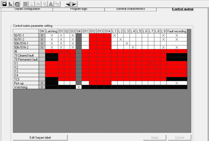 Matrice de commande pour Sepam S20