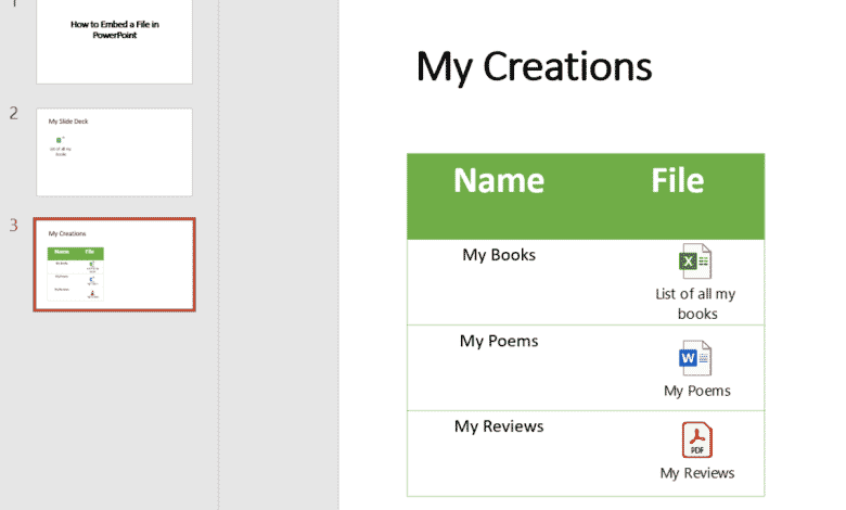 Comment intégrer un fichier en tant qu'objet dans Powerpoint