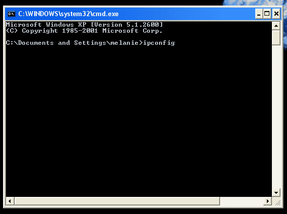 Tapez ipconfig et appuyez sur entrée