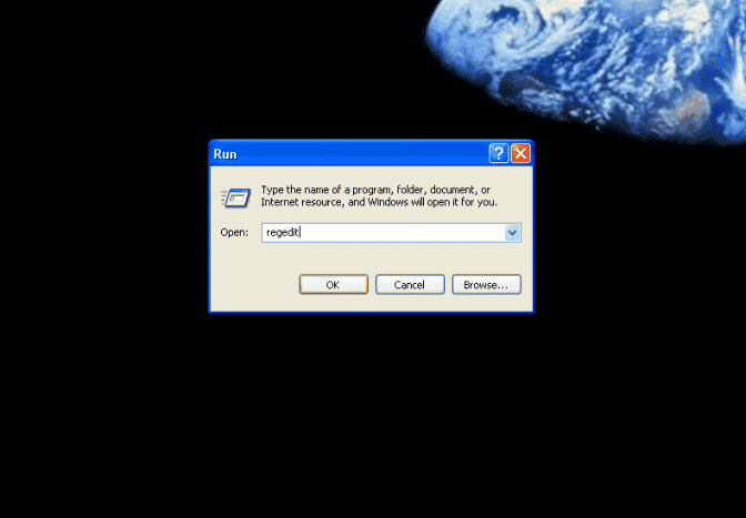 Taper "regedit" pour modifier votre registre