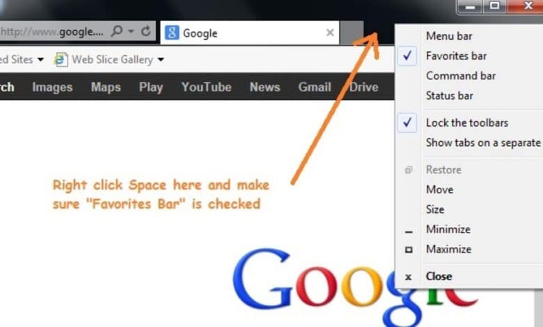 Comment basculer votre barre d'outils de la barre des favoris d'Internet Explorer