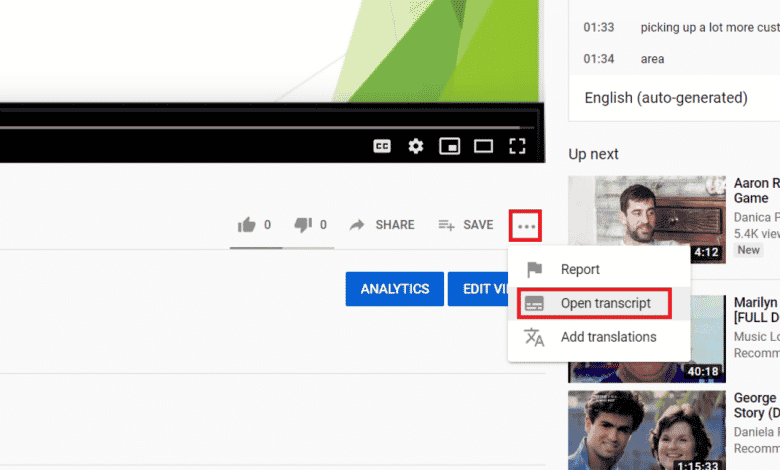Comment transférer une transcription YouTube vers un document Word
