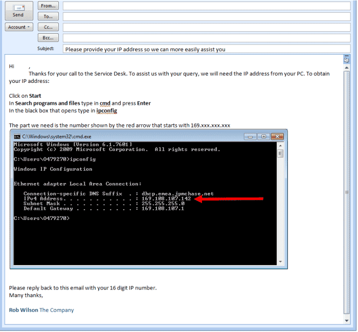 Un exemple de modèle créé avec Outlook 2007 ou Outlook 2010.