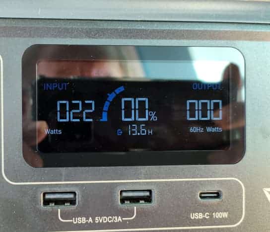 Vue de l'affichage EB3A au début du test