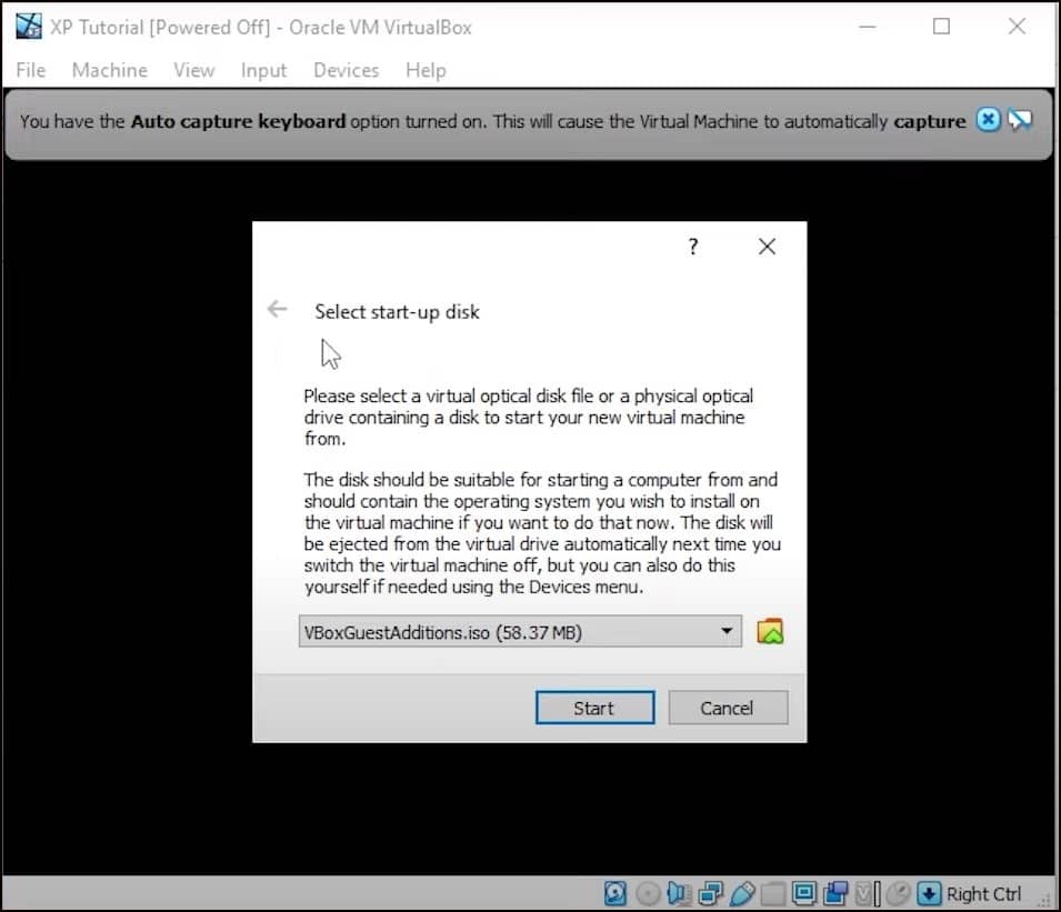 sélectionner l'image ISO puis Démarrer