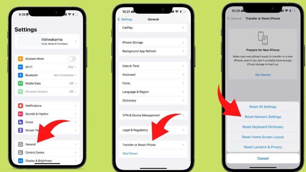 Réinitialiser les réglages réseau