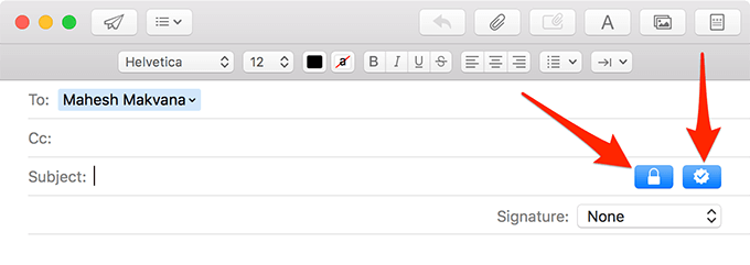 Cadenas et case à cocher bleue dans la fenêtre de courrier électronique 