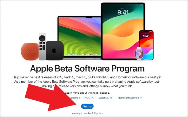 Installation de la version bêta publique d'iOS 17